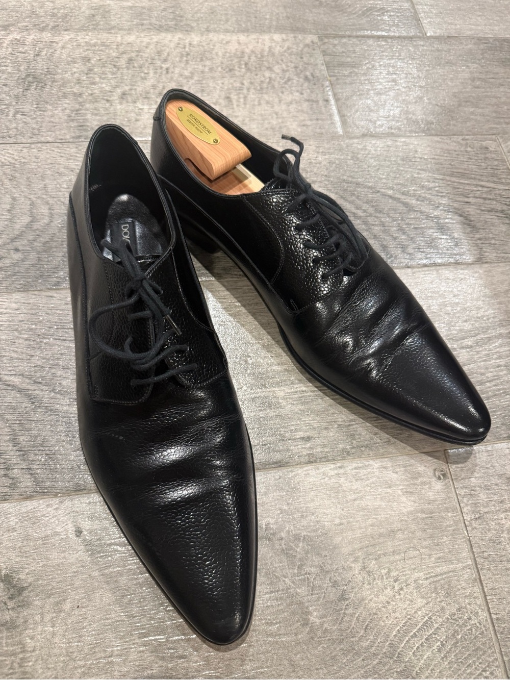 Dolce Gabbana Men's Black Pointed Leather lace up  Oxford Dress Shoes